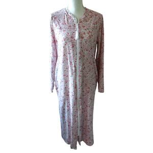 Adonna Sleepwear Women's Multi Color Floral Long Sleeve Full Zip Night Gown Sm.